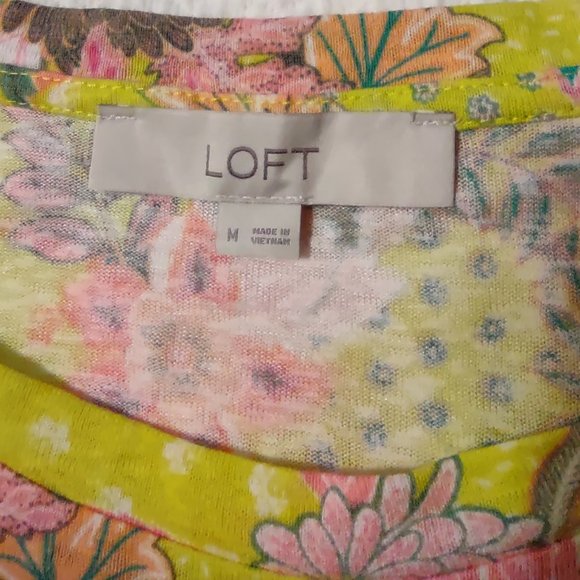 LOFT floral ruffle spring summer knit top size medium - Picture 7 of 7